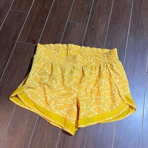 Athleta Yellow Patterned High Waist Shorts